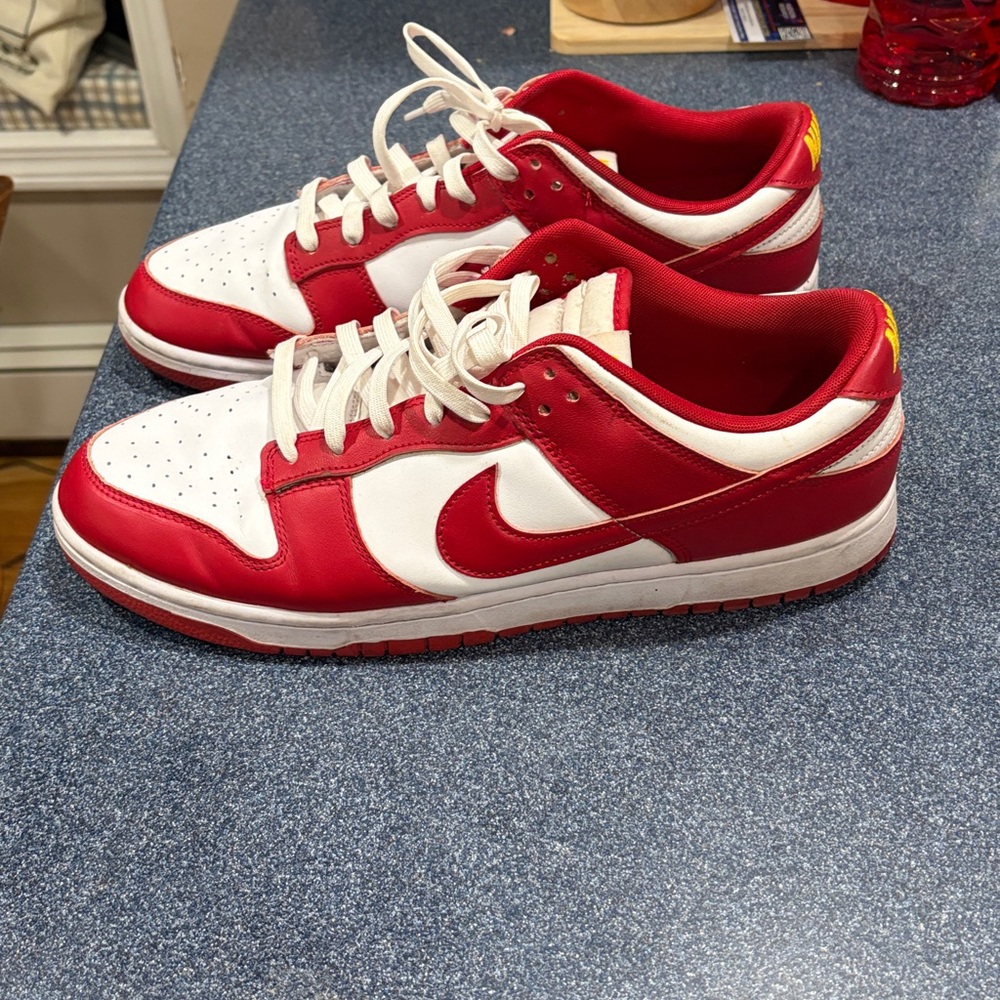 Red and White Sneakers Dunks size mens 14